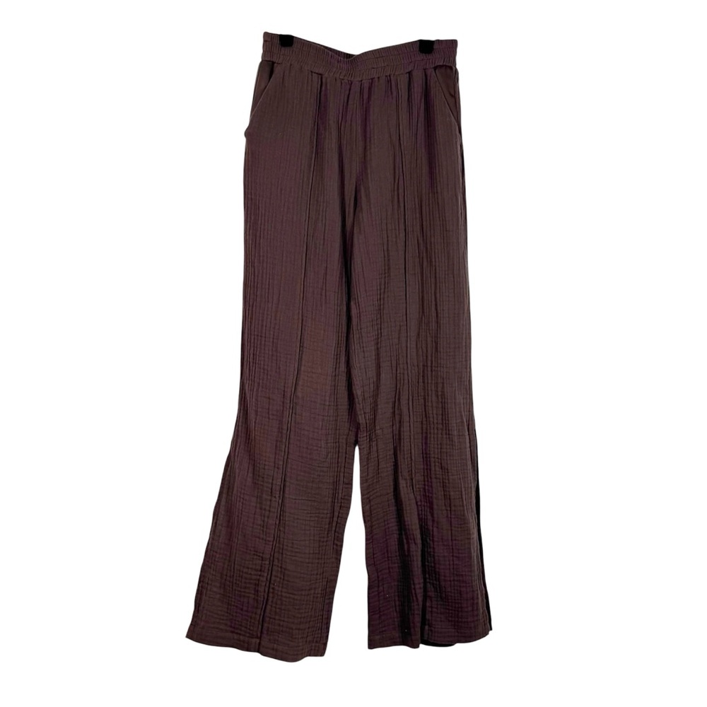 S'EDGE Boutique Pants Harrison High Rise Cotton Gauze Wide Leg Sid Slits NEW